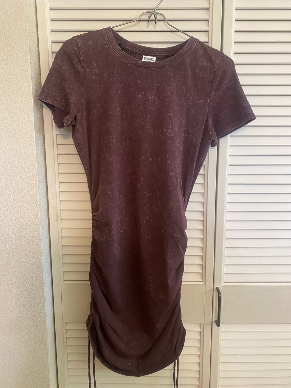 PINK Victoria's Secret Plum Washed Short Sleeve Ruched T-Shirt Dress
